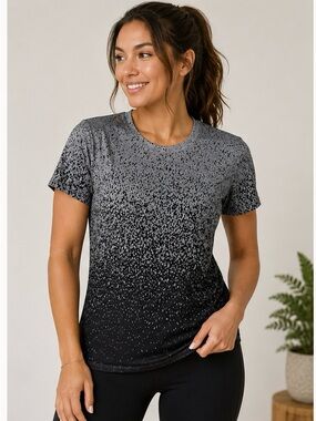 Women's Gradient Speckle Active Tee - Black/Gray